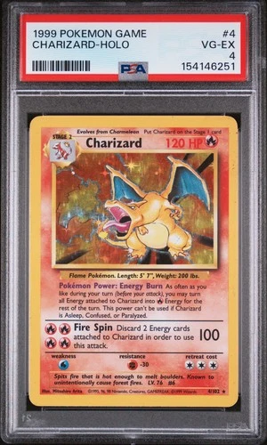 1999 POKEMON BASE SET UNLIMITED #4 CHARIZARD-HOLO PSA 4