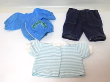 1983 Cabbage Patch Kids Outfit Blue CPK Jacket-Blu/Wh Striped Shirt-Denim Shorts