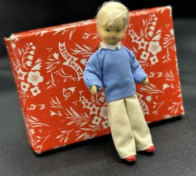 Mini Kathe Kruse Jorgl Doll Brooch Pin 7cm  2.75'' Vtg Germany Original Box SWEET