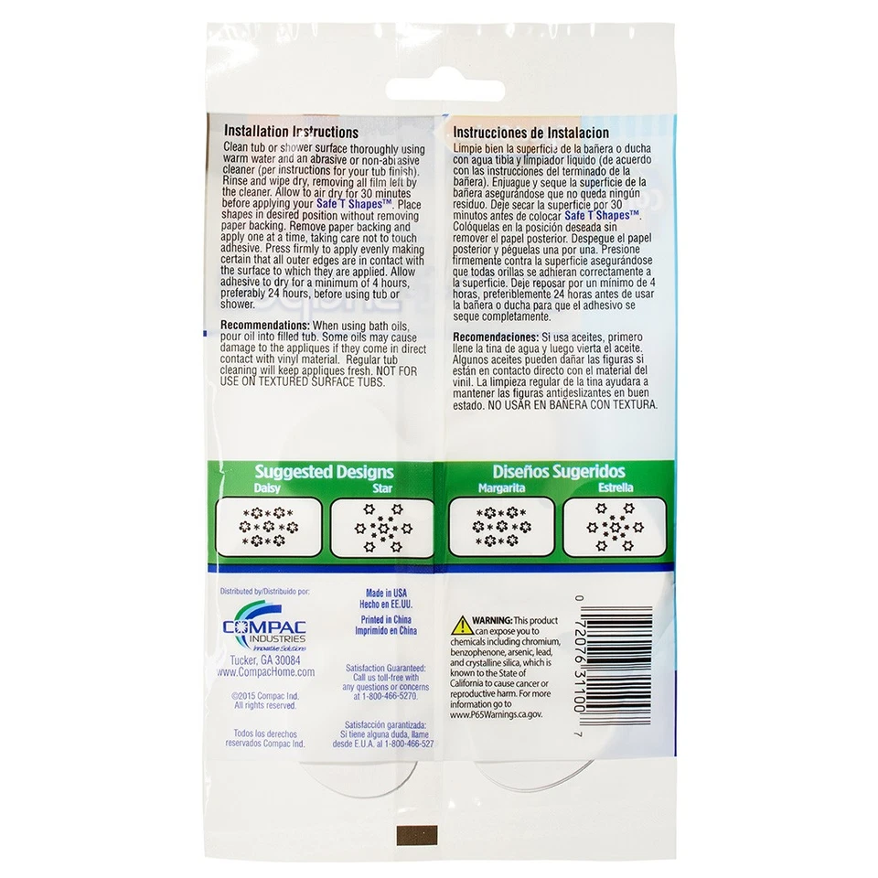 Apliques de baño antideslizantes adhesivos en forma de T Compac Home Safe ayudan a prevenir caídas Foto 2 de 4