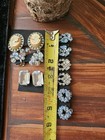 Vtg Lot Of 6  Clip On Earrings Rhinestones Lt Blue Clear Faux Cameo Silver Tone  — photo 9