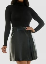 BCX Women's Juniors' Black Turtleneck Mixed-Media Sweater Dress Size-Small