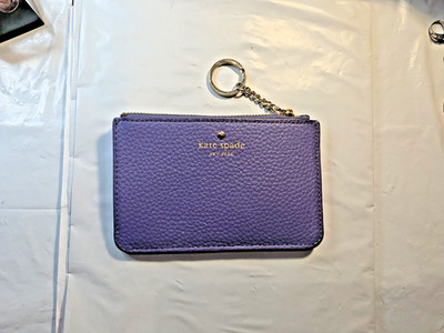 Kate Spade New York Med. Leather Key Ring Credit Card Holder Ripe Plum Preowned