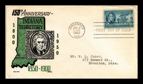 DR JIM STAMPS US COVER INDIANA TERRITORY FDC SCOTT 996 KEN BOLL CACHET CRAFT