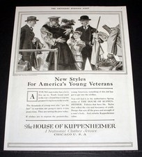 1919 OLD MAGAZINE PRINT AD, KUPPENHEIMER CLOTHES, NEW STYLES FOR YOUNG VETERANS 