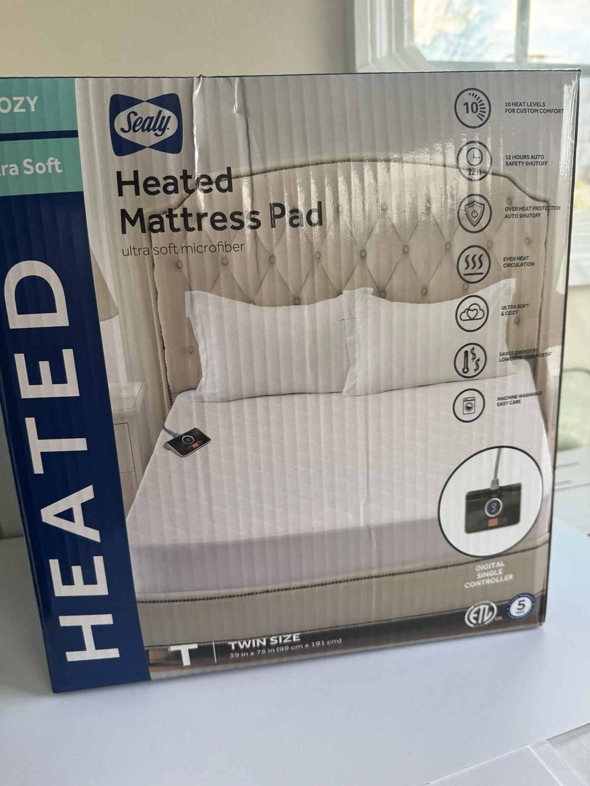 Sealy Heated Twin size Mattress Pad ultra soft microfiber New