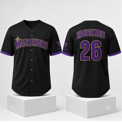 Custom Name - Mariners UW Night Giveaway Baseball Jersey - All Size