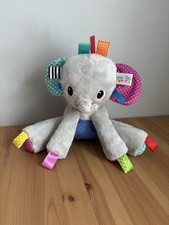 Bright Starts Taggies Gray Elephant Plush Stuffed Animal Toy Lovey Rattle 9  