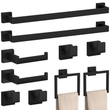 10-Pieces Matte Black Bathroom Accessories Set, 23.6 Inch Bath Towel Bar Set,...