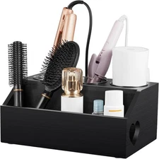 Hair Tool Organizer, Wooden Hair Dryer Holder Wall Mount, Countertop Hot Tools 