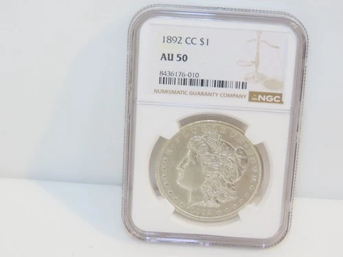 NGC AU50 1892 CC $1 Morgan Silver Dollar Coin Graded Carson City