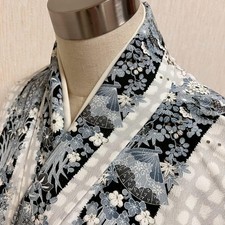 Kimono Washable Fine Pattern Polyester Fiber Used Length 160.5cm Japan