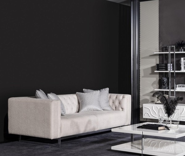 Elegantes Beiges 3-Sitzer-Sofa Aus Textil Mit Holzrahmen-image