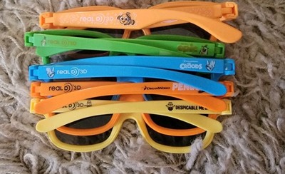 5x Lot Finding Nemo Despicable Me Epic CROODS Penguins Real D 3D 3-D Kid Glasses