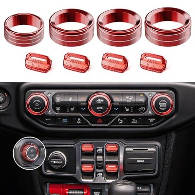 DIAMOOKY 8PCS Metal Button Knob Cover for Jeep Wrangler JL JLU 2018-2025 2026 &