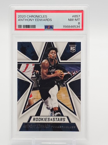 ANTHONY EDWARDS 2020-21 PANINI CHRONICLES ROOKIES & STARS ROOKIE RC PSA 8 Q0856