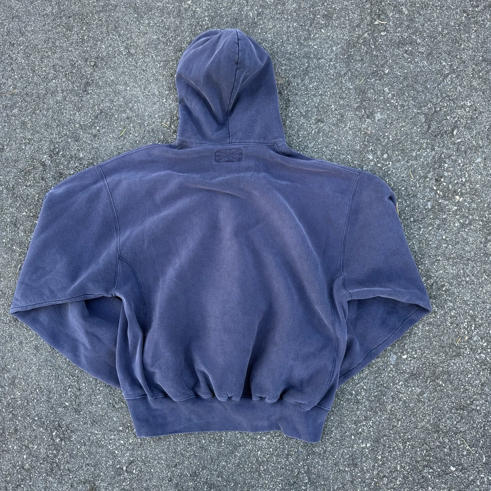 Vintage Michigan Reverse Weave Sweatshirt Hoody Sun Faded Navy Mens XL 90s USA - Image 3 of 4