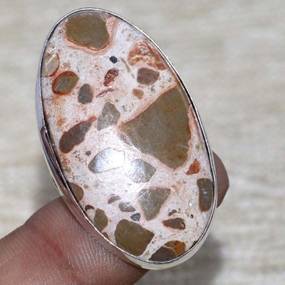925 Silver Plated Asteroid Jasper Ring Handmade Jewelry Size US 4.5 JW