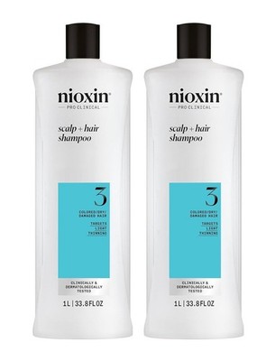 Nioxin System 3 Color Safe Cleanser Shampoo 33.8oz / 1 Liter (2pack)