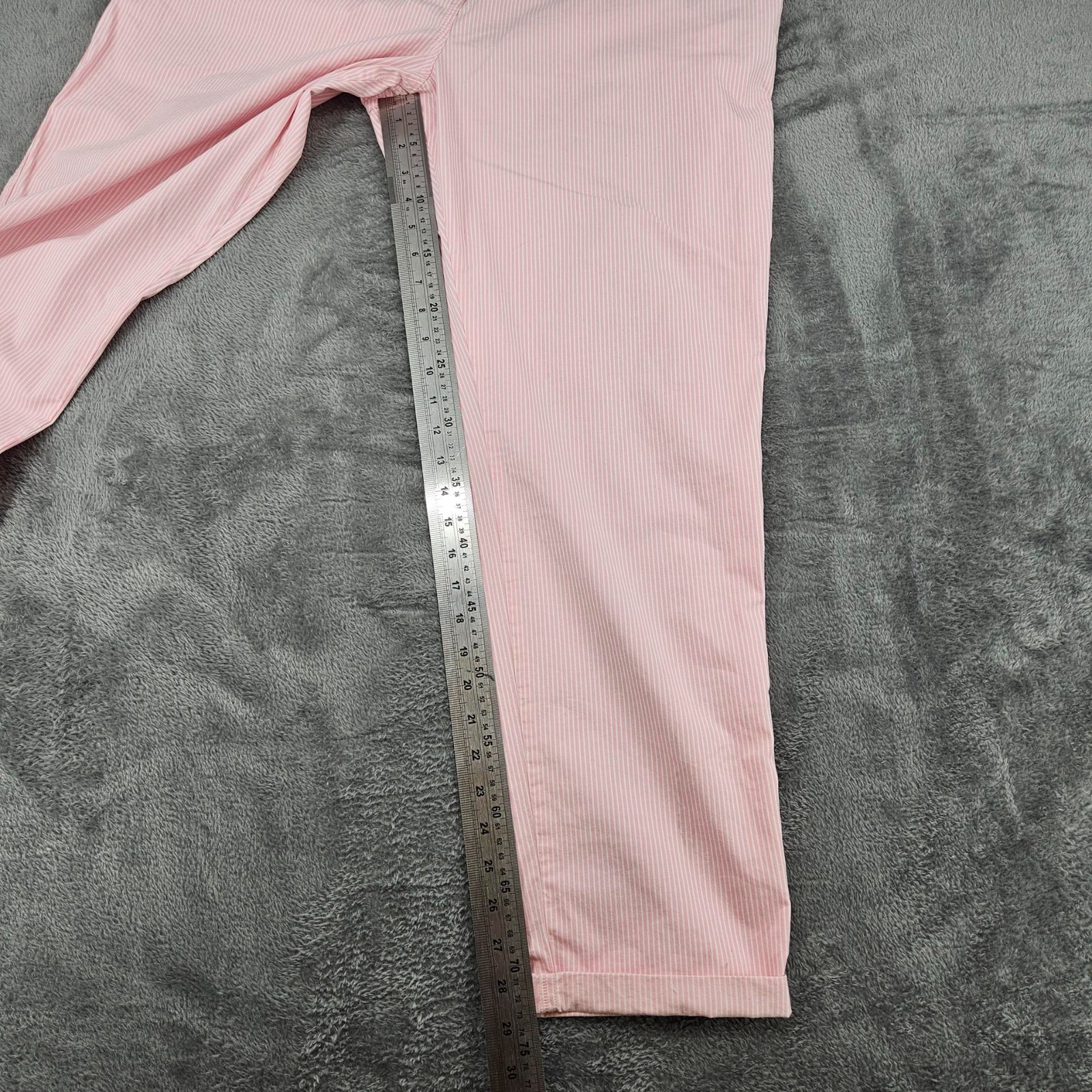 M&S Womens Pink Stripe Chino Trousers UK 18 Long Cotton Stretch Smart Casual image 2