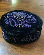 Vintage Native traditional unisex Ethnic Velvet beaded hat