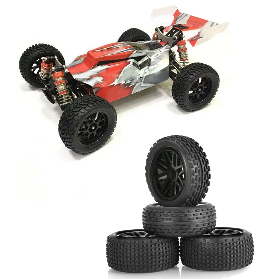 4Pcs Rubber Wheel Tires Wheel Hub For Wltoys 1/10 1/12 1/14 104001 124019 RC Car - Image 2 of 4