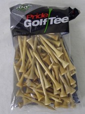 Pride Golf Tees 3.25", Natural, 75pk 100 Solid Hardwood, NEW