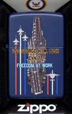 USS George HW Bush (CVN-77) Aircraft Carrier Zippo MIB Flight Deck Blue Matte