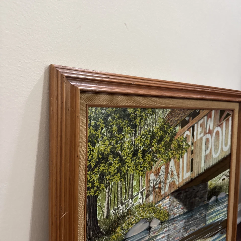 "Puente Rural H. Hargrove Enmarcado Lona Serigrafía Correo Bolsa Puente 29x25""" Foto 3 de 4