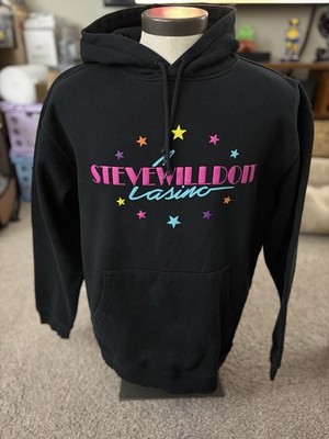 Full Send Steve WillDolt Casino Hoodie Black Men Size Large Rare HTF Nelk