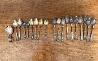 Lot of Sterling Silver small Vintage Spoons monos 152 grams