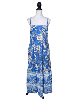 Rachel Zoe Blue Floral Print Linen Blend Midi Dress New Size Large Pockets | eBay Rachel Zoe Blue Floral Print Linen Blend Midi Dress New Size Large Pockets | eBay