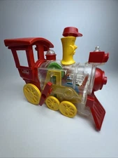 Child Guidance Train Wind-Up Large Clear 10" Retro 1974 CBS Toy Works Great!