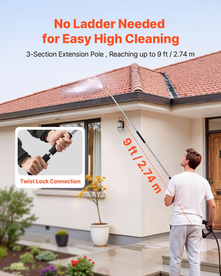 #ad 9FT Telescoping Pressure Washer Wand 4000 PSI Gutter Cleaner 7 Nozzles $90.99