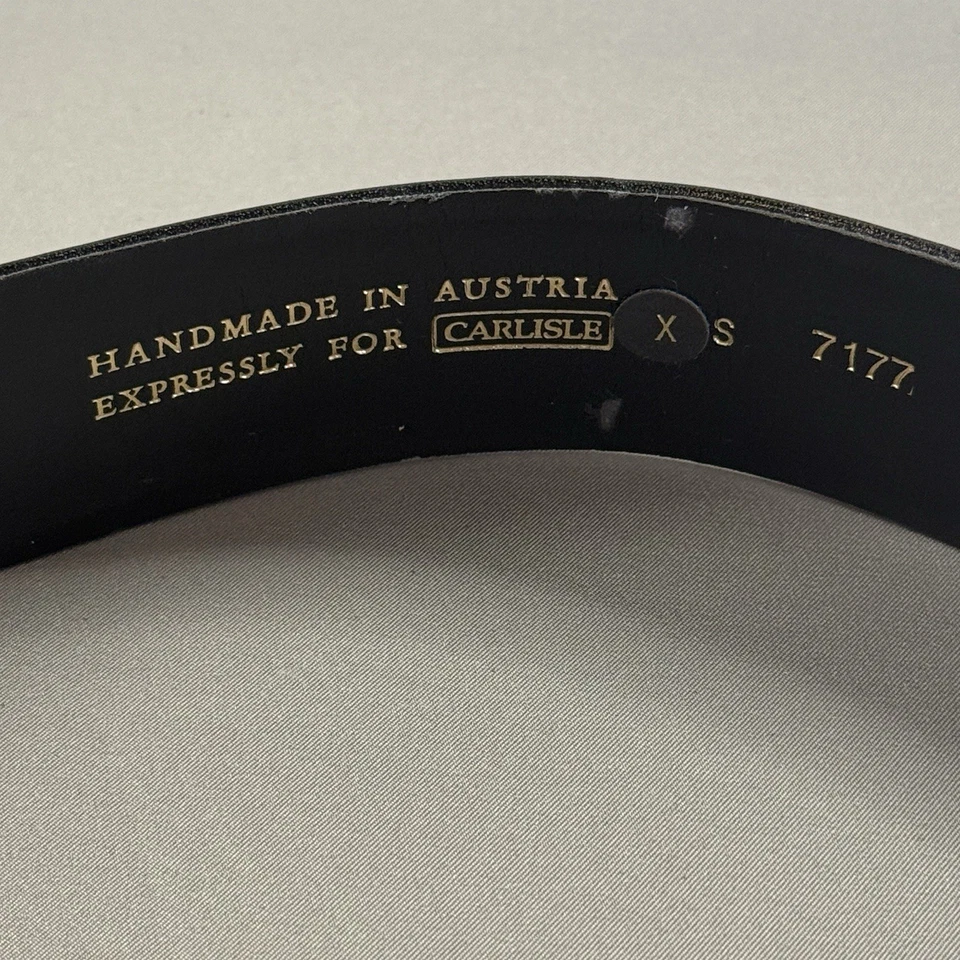 Cinto de couro preto Carlisle feito à mão Áustria XS detalhes multicoloridos de camurça - Imagem 3 de 4