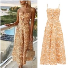 NWOT Floral Orange and Cream Maxi Dress