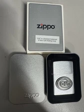 ZIPPO 1997 SAM COLT EMBLEM BRUSHED CHROME LIGHTER SEALED IN BOX 92h