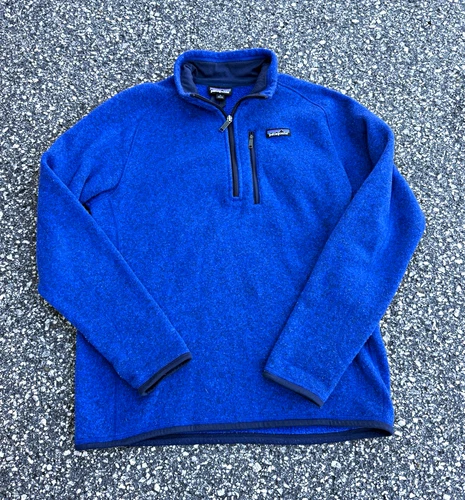 Patagonia Better Sweater Men's M Blue Fleece 1/4 Zip Pullover Stand-Up Logo - product listing photo