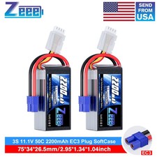 2x Zeee 11.1V 50C 2200mAh EC3 3S Shorty Lipo Battery for RC Car Drone Quad Plane