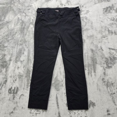 Maurices Pants Womens M Black Pull On Buckle Detail Bengaline Skinny Crop Capri