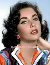 ELIZABETH TAYLOR #101 BEAUTIFUL COLORIZED  PHOTO 11 X 8.5 SHIPS FREE