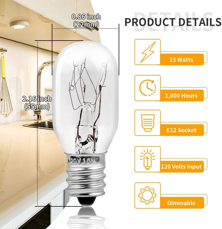 Himalayan Salt Lamp Replacement Light Bulbs, E12 Candelabra Base 15W T20 Bulbs - Image 3 of 4