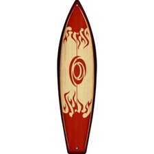 Surfboard design Metal Surf Board Sign 17"x4.5" Plaque Home Door Garage Wall
