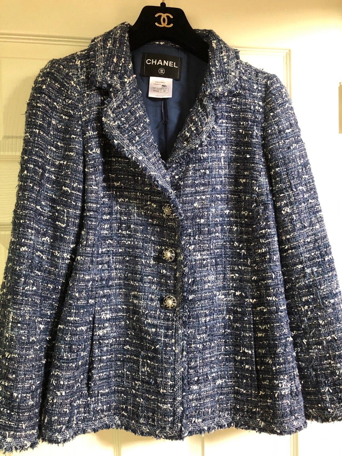 Iconic Chanel 10C Tweed Fringed Classic Jacket Blazer NEW 42