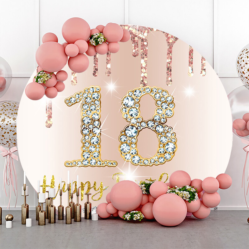Círculo Redondo 18 Telón de Fondo Cubierta 18 Feliz Cumpleaños Fiesta Foto Fondo Banner