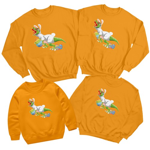 Family Dinosaur Happy Easter Sweatshirt Jumper Festival Holiday Matching #ED - Picture 14 of 27