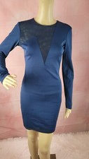 halston heritage Womens  Blue Long Sleeve Stretch Knee Length Sheath Dress NWT