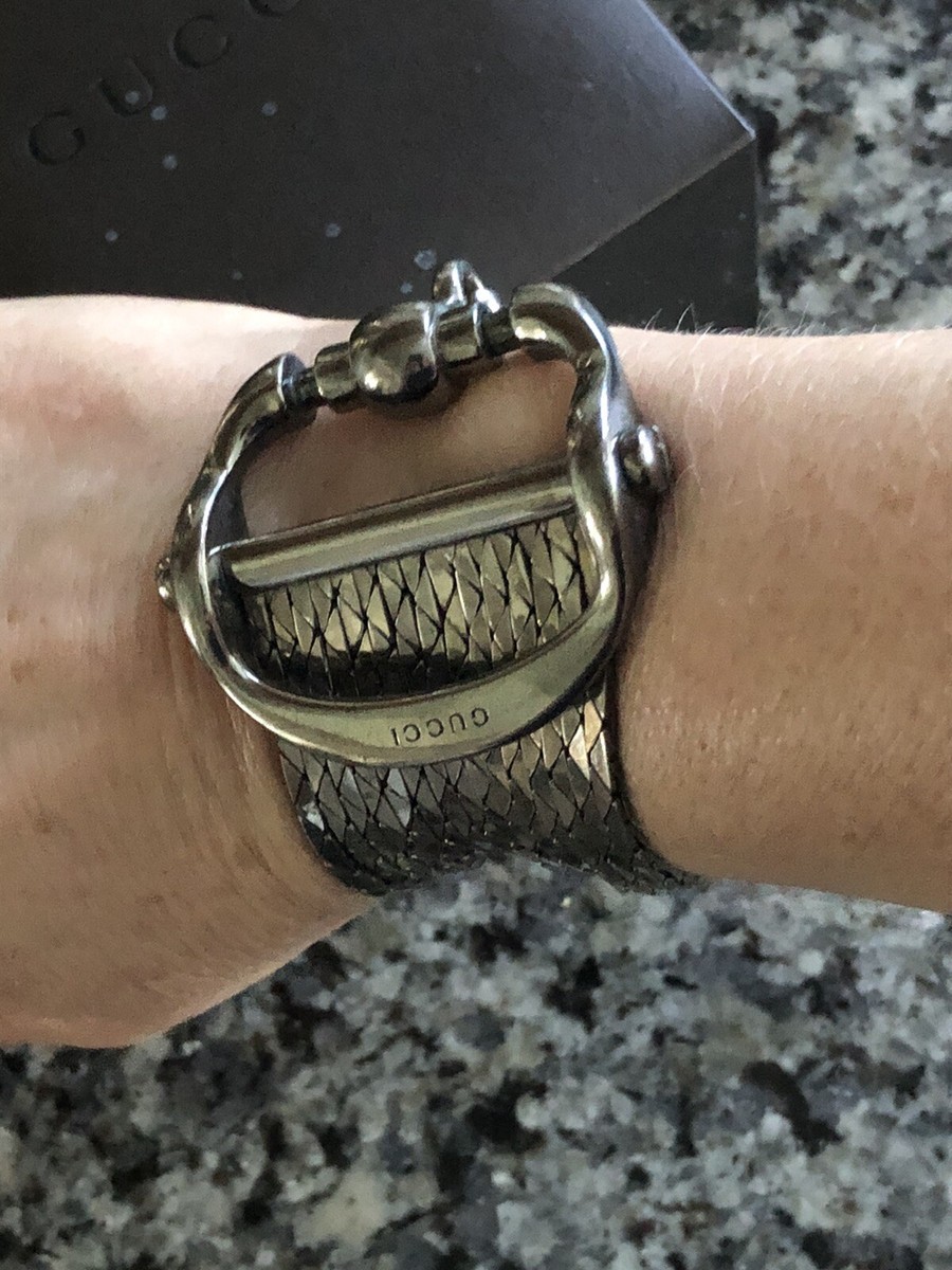 GUCCI Sterling Silver Cobra-Link Horsebit Multi-chain Bracelet