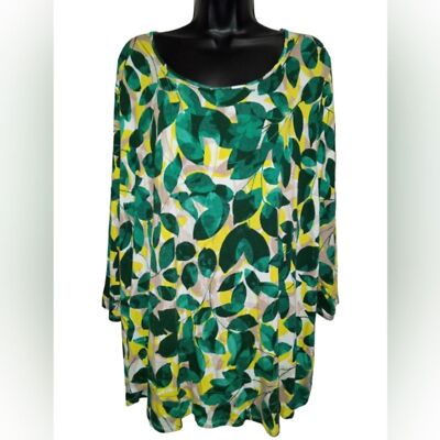 EVRI Shirt, Women's 3X, Modern Tee, Leaf Print Casual Comfy, Nature Top