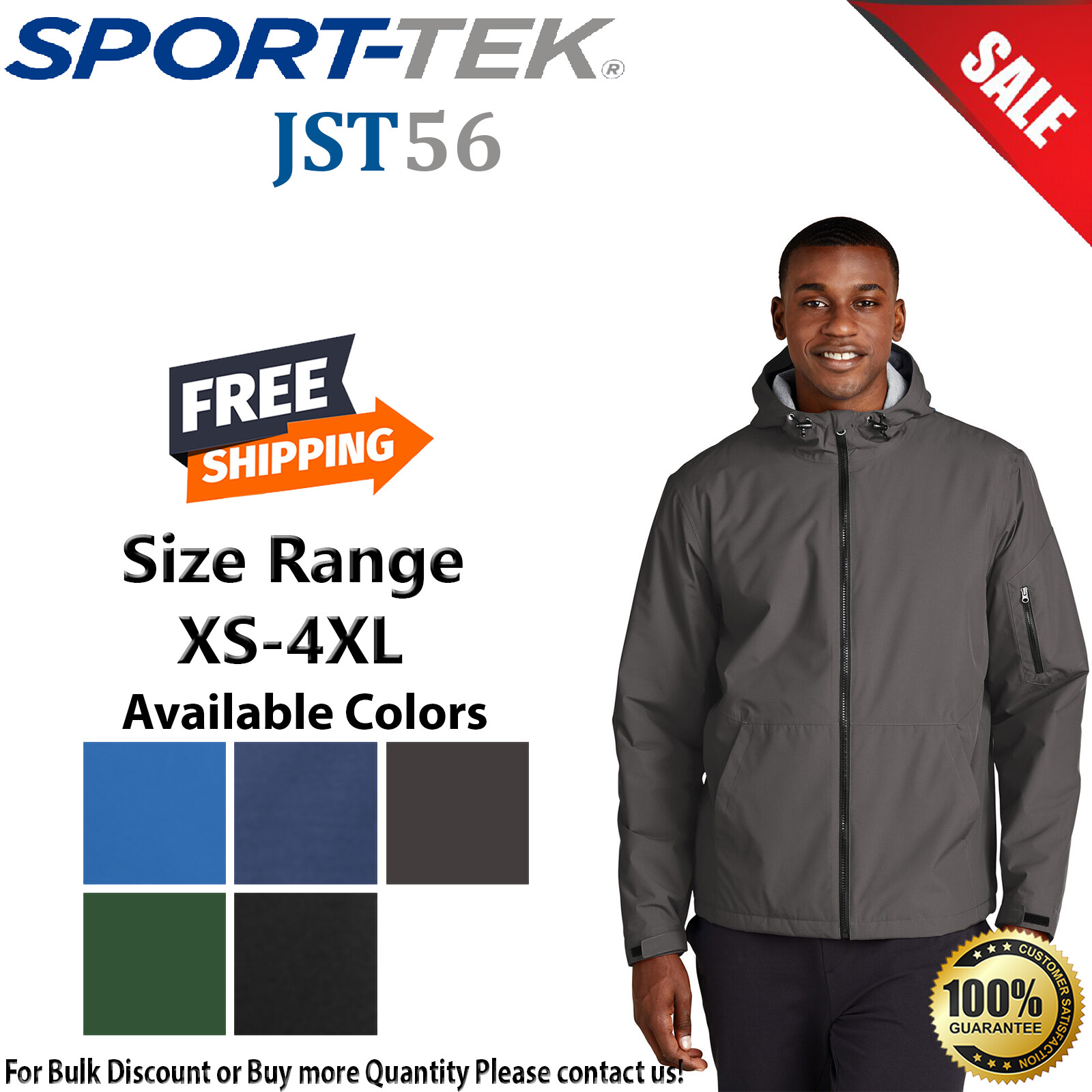 Sport-Tek JST56 Waterproof Insulated Jacket Black S